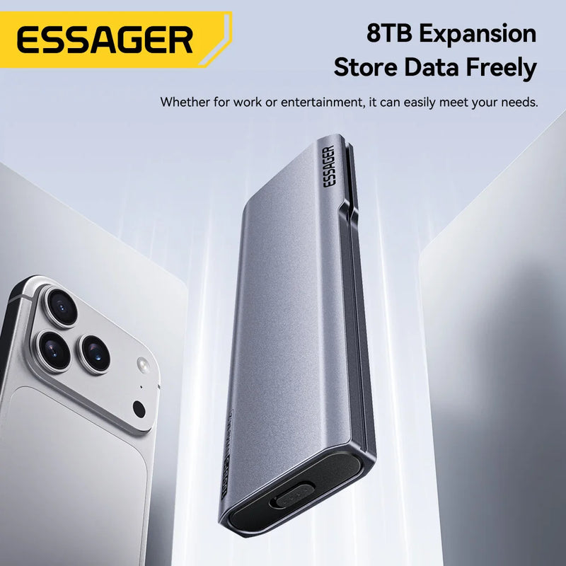 ឧបករណ៍ភ្ជាប់ Essager M.2 NVMe SSD Adapter 10Gbps USB 3.2 Gen2 Mobile Case 2 in 1 Type C/USB A Ports External Hard Disk Enclosure