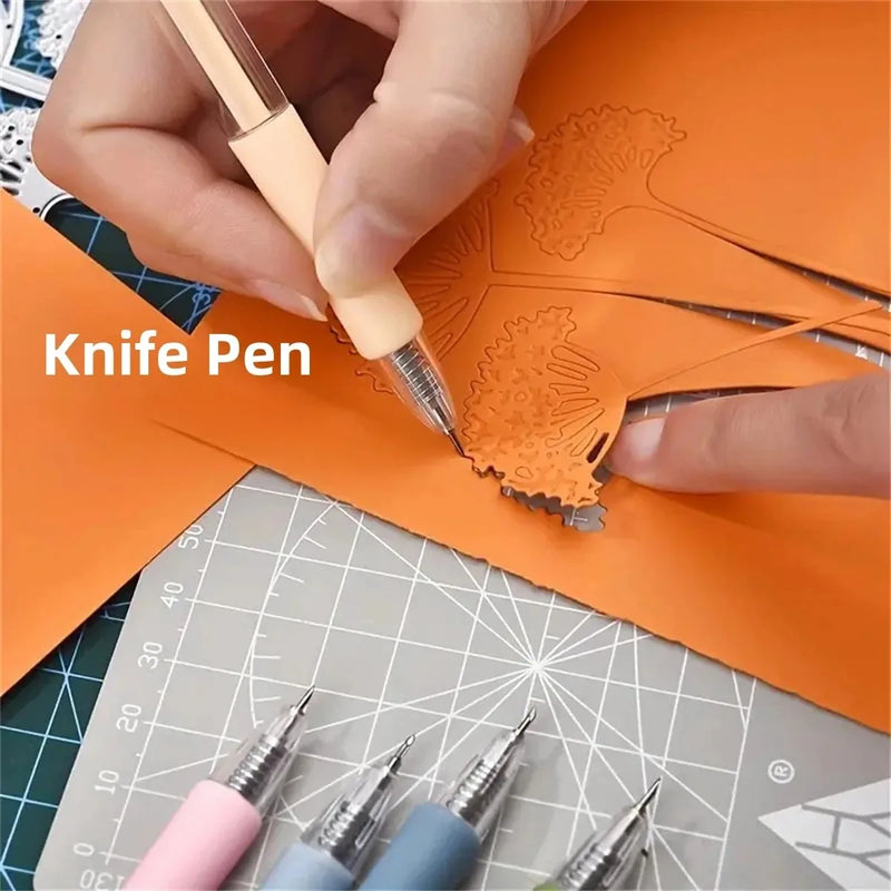 1+4PCS/5PCS Pen Knife Mini Press Piece Pen Function Mini Account Sticker Art Knife Paper Art Knife Pen Cutting Paper Knife
