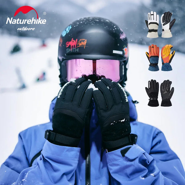 Naturehike Sheepskin Ski Warm Gloves Waterproof Winter Outdoor Hiking Climbing Skiing Anti-slip Touchscreen Five Fingers Glove