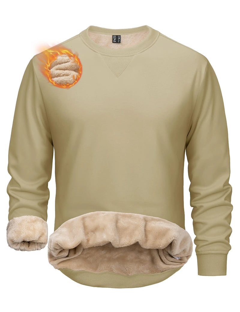 TACVASEN Men's Sherpa Lined Sweatshirt Thermal Fleece Pullover Winter Warm Thick Crewneck Sweatshirts Casual Solid Tops For Men