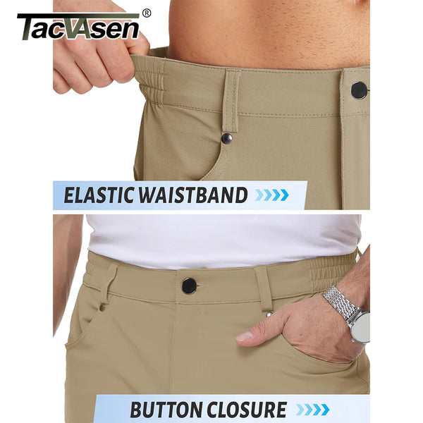 TACVASEN Summer Cargo Shorts Men's Quick Dry Hiking Fishing Shorts Multi-pockets Stretch Waist Casual Shorts Outdoor Male