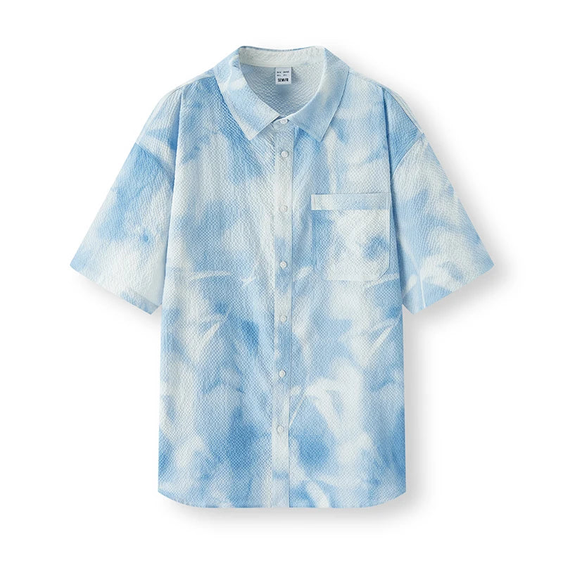 Semir Mens Shirt 2026 Short Sleeve All Over Printed Bubble Texture Tops Vacation Style Casual Fashion Soft Daily Wear