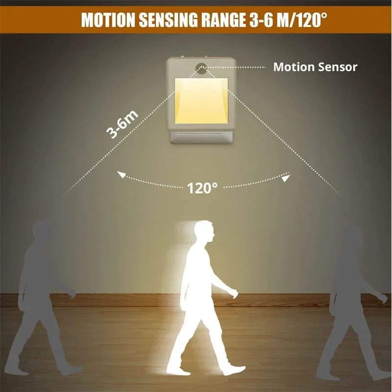 LED Night Light With Motion Sensor EU US UK AU Plug Lamps Children'S Night Lights For Bedside Table Bedroom Stair Kitchen