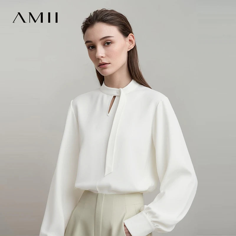 អាវ Amii សម្រាប់នារី រដូវស្លឹកឈើជ្រុះ ឆ្នាំ២០២៦ កអាវឈរ រាងដំណក់ទឹក ក ចង ងាយស្រួលប្រើ ងាយស្រួលធ្វើដំណើរ អាវដៃវែងរលុង 12621104
