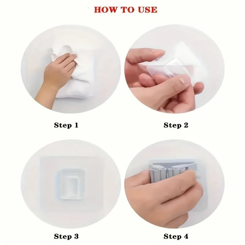 2/4pcs Mop Organizer Holder, Seamless Wall Mounted Mop Clips with No Drill, Strong Adhesive Bathroom Storage Hooks.