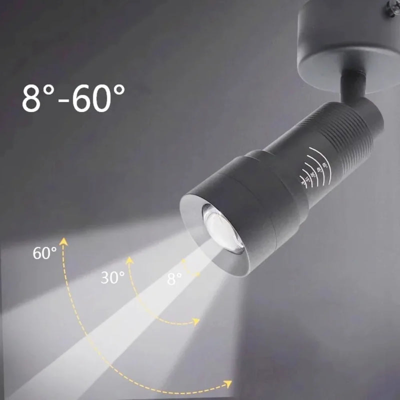 JOYINLED Zoomable Surface Spotlight 7W 5°-60° Adjustable Beam Black/White Focus Ceiling Light LED Surface Mount Spot Home Decor