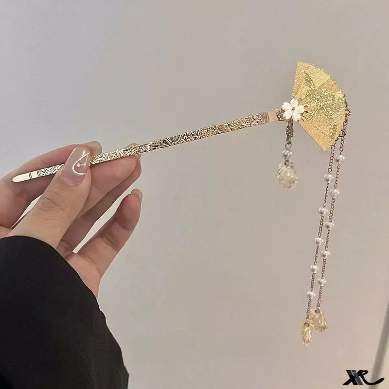 New Chinese Style Flower Tassel Hairpin, Pearl Hair Stick, Elegant Vintage Hair Fork Women Wedding Hair Accessory