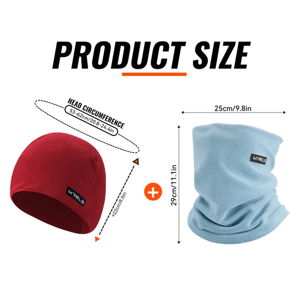 WRELS Winter Beanie Hat Scarf Set Thick Fleece Lined Skull Cap Neck Warmer for Men Windproof Lightweight Face Mask Cap