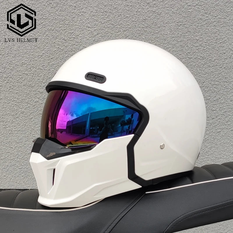 DOT approves adult retro motorcycle helmet modular detachable combination full helmet detachable semi covered pilot helmet
