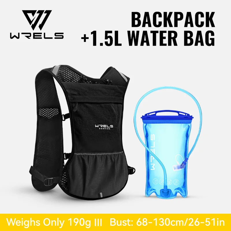 WRELS Running Vest Lightweight Hydration Vest with Water Bladder Hydration Backpack for Marathon Trail Cycling Hiking Jogging