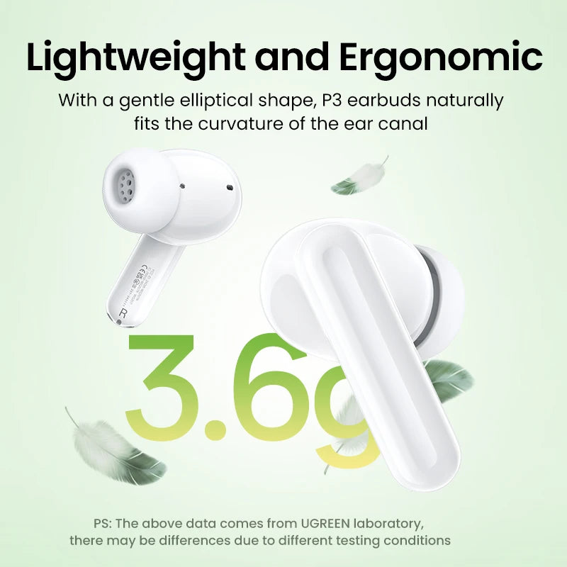 UGREEN HiTune P3 TWS Bluetooth Earphones Wireless Headphones 28H Earbuds Double Mic Call Noise Reduction In-Ear Handfree Earbuds