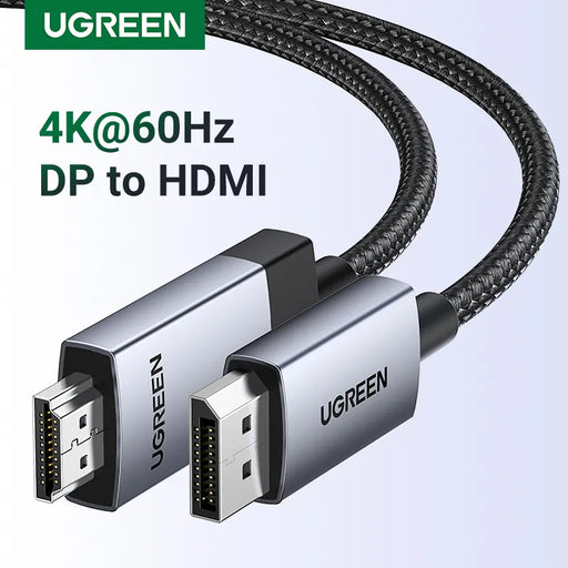 UGREEN DisplayPort to HDMI Cable 4K 60Hz DP to HDMI Cable Display Port Male to HDMI Male Adapter for HDTV Projector DP to HDMI