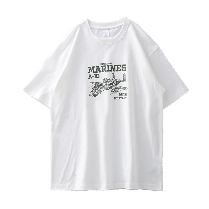 DUKEEN 320G Heavyweight Graphic T Shirts for Men Summer Oversized Pure Cotton Fighter Printed Crew Neck Tops Men's Clothing