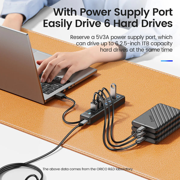 ORICO USB 3.0 HUB 7ports Splitter High-Speed Transmission Type C HUB laptop Expansion Computer Computer Accessories