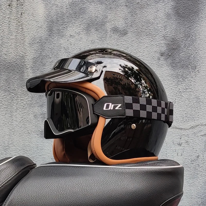 3/4 open face Three-quarters retro helmet motorcycle for men and women winter warm cruise American half helmet DOT Approved