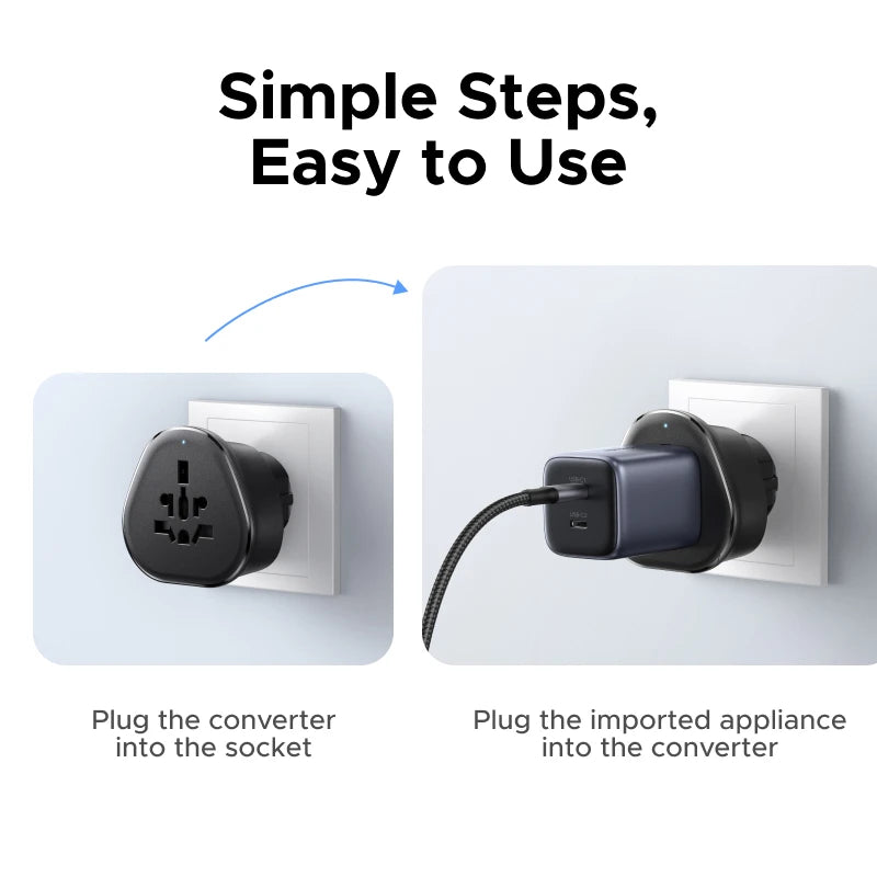 UGREEN Universal Travel Adapter Multi-Country Power Adaptor EU/US/UK Plug Converter Compatible with EU US UK KR RU Outlets