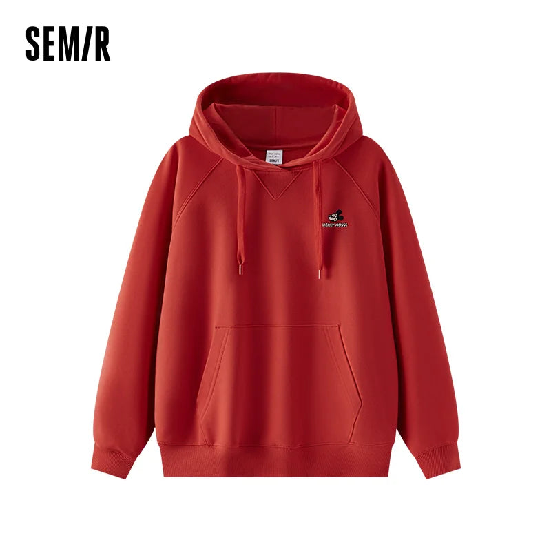 Semir Slouchy Hoodie Women Spring Loose Raglan Sleeve Hooded Embroidered Fun Style Casual Comfortable Daily Wear Top