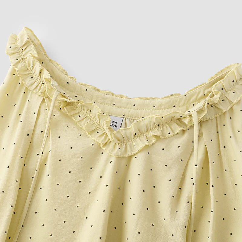 Semir Womens Shirt 2026 Polka Dot Ruffle Sleeveless Retro Gentle Style Casual Elegant