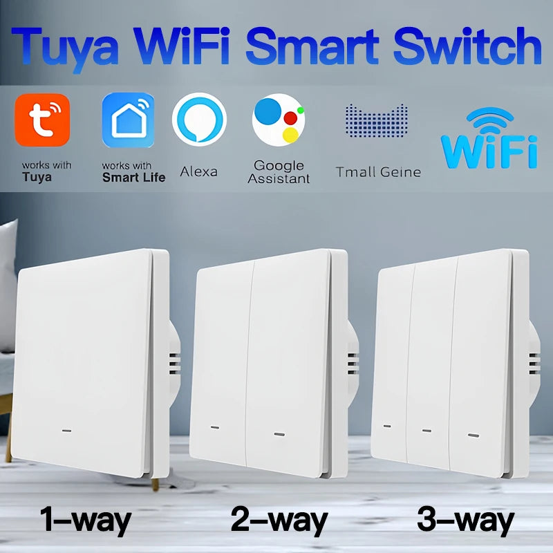 Tuya ZigBee Light Switch Transmitter Kit, No Neutral Wire Required, 1/2/3 Gang Works with Smart Life Alexa