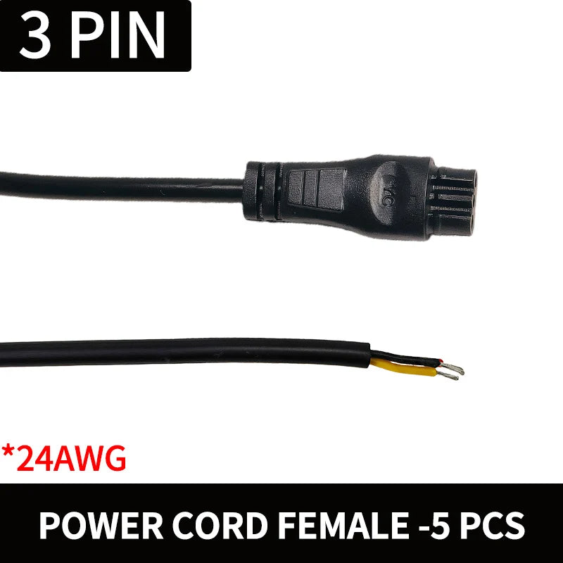 5PCS DC Connector Cable for LED Panel Light - 3Pin Wire with Tinned Flat Plug 24AWG for  Power Supply Household Appliances