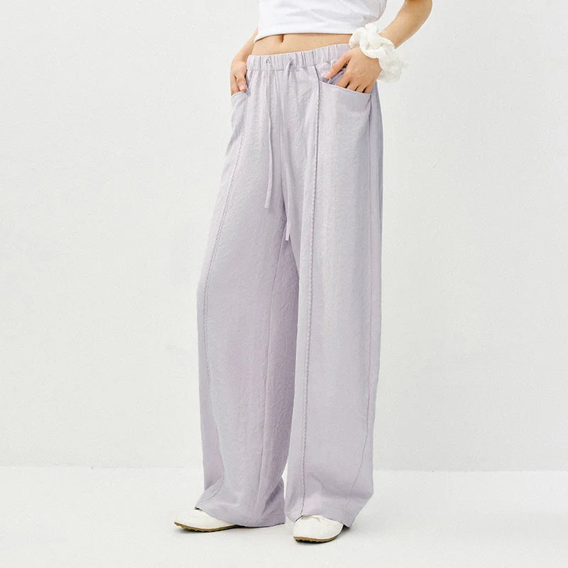 Semir Textured Pants Women 2026 Spring Ruffled Drapey Wide Leg Milk Fleece Pants Casual Elegant Fashion Trousers