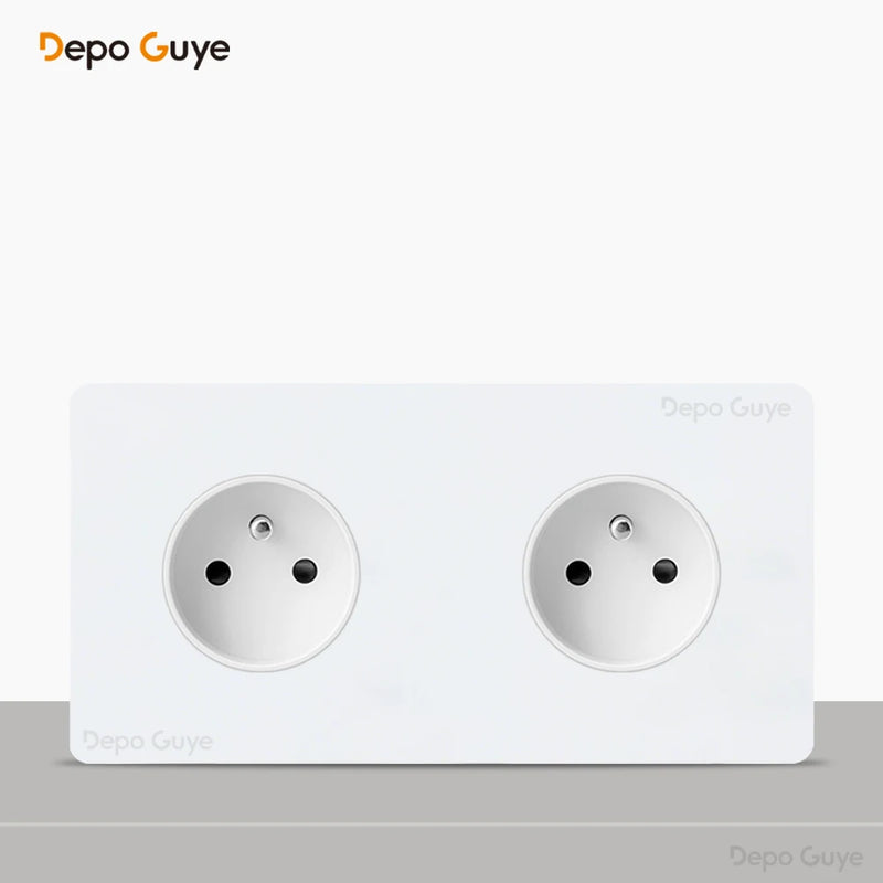 Toggle Switch White Stainless Steel Panel Retro Lever Switch AC110-250V 1 2 3 4Gang 2Way Wall light Switch Dual EU/France Socket