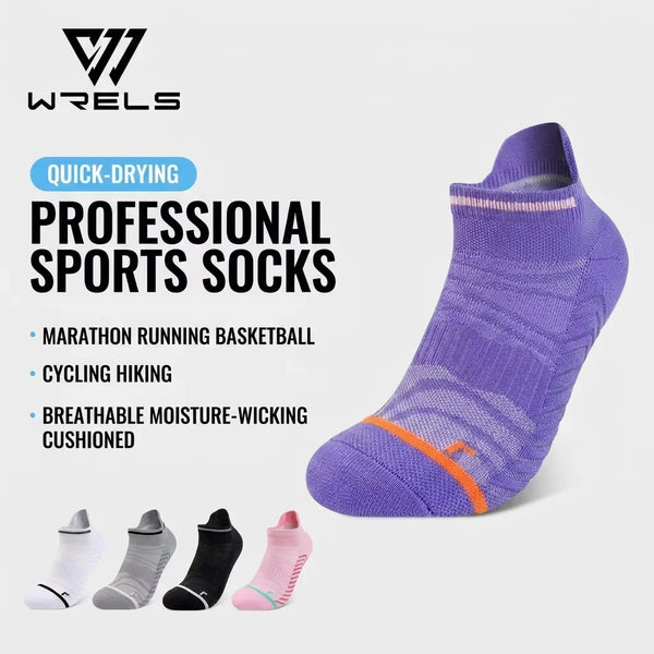 WRELS 1/2/3 Pairs Running Socks Quick drying Sports Ankle Socks Men Women Cushioned Arch Support Moisture Wicking Athletic Socks