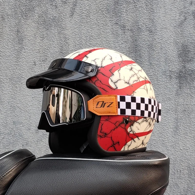 DOT Approved Retro Motorcycles Helmets 3/4 Open Face Helmet Moto Suitable For Men And Women