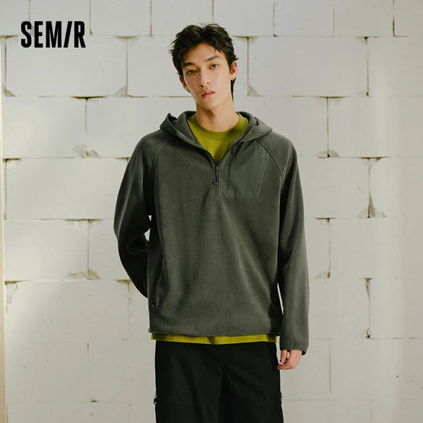 អាវក្រណាត់ Semir សម្រាប់បុរស ប្រឆាំងនឹងឋិតិវន្ត ក្រណាត់ប៉ូល រចនាបន្ទះខាងក្រៅ ដៃអាវ Raglan ការពារទឹក ឆ្នាំ២០២៦ សម្លៀកបំពាក់រដូវរងាថ្មីប្រចាំថ្ងៃ