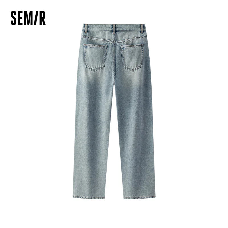 Semir Wide Leg Pants woman High Waist Loose Fit Soft Basic Denim Casual Fashion Trend Stylish Women Spring 2026
