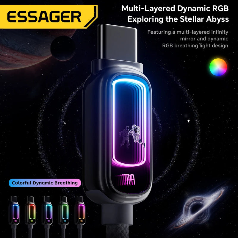 Essager 7A USB Type C Cable For Realme Xiaomi Huawei OPPO 100W PD Fast Charging Cable For MacBook Laptop iPhone 17 iPad Samsung