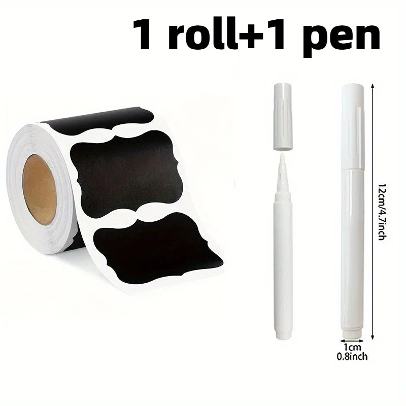 120pcs/roll Black Labels,Along with1 Liquid Chalk Pens,Perfect for Decorating Parties,Organizing Your Home, Kitchen, And Office.