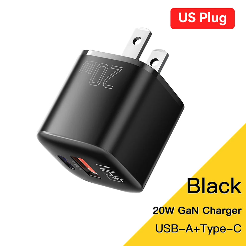 ឆ្នាំងសាក Essager 20W GaN USB Type C PD សាកថ្មលឿន QC 3.0 សម្រាប់ iPhone 15 14 13 12 Pro Max Mini iPad សាកថ្មបានលឿន