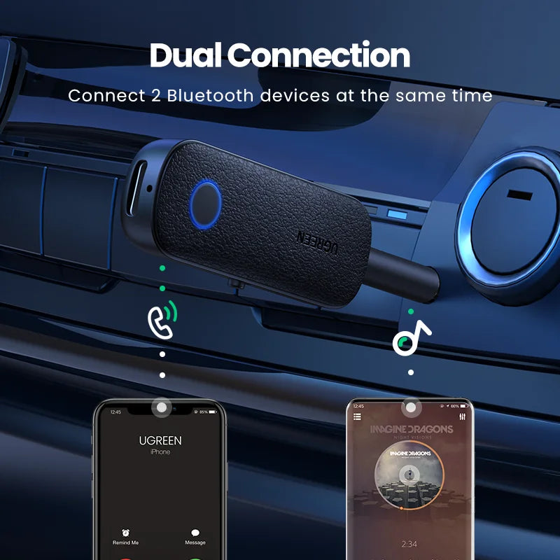 【RU】UGREEN 2-in-1 Bluetooth AUX 5.0  3.5mm for Earphones TV Car Audio