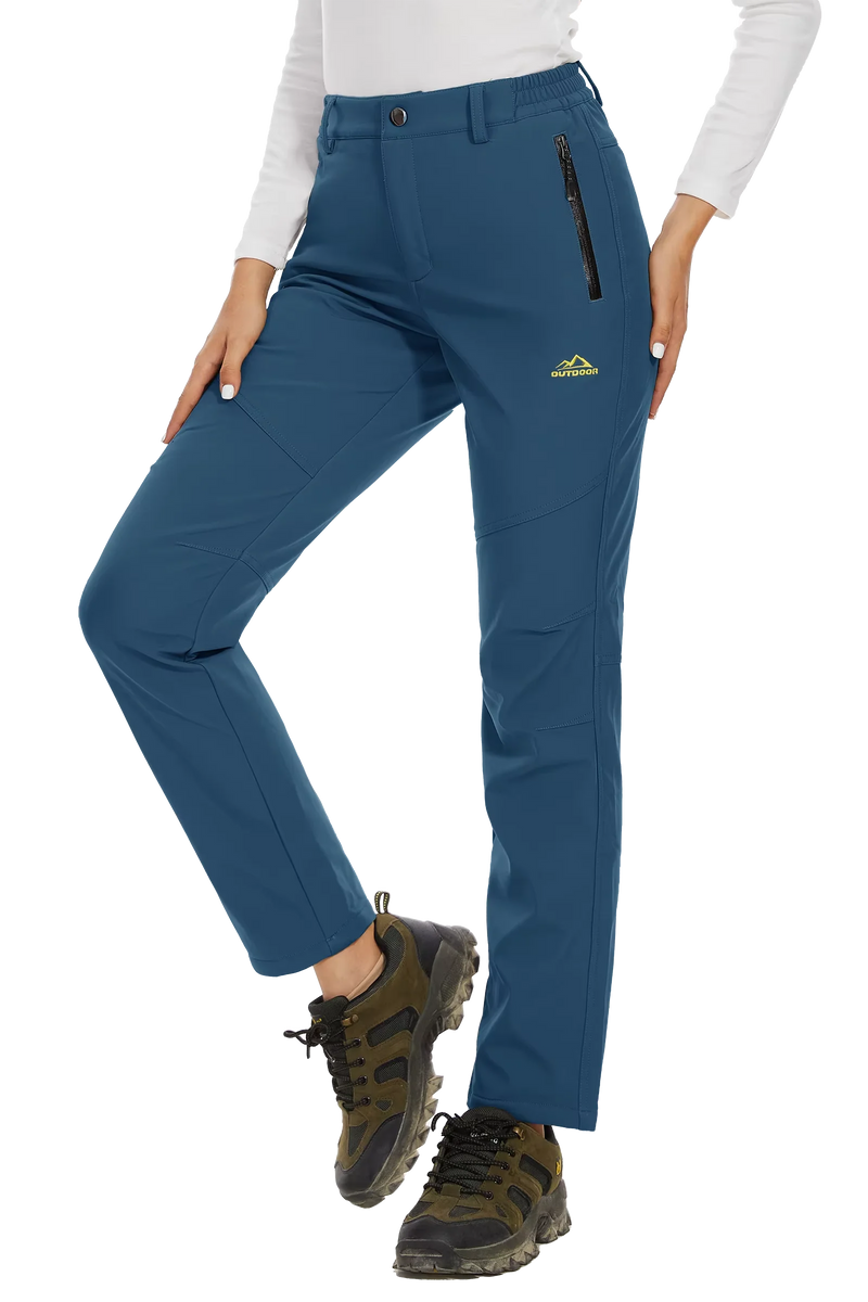TACVASEN Women's Winter Ski Snow Softshell Fleece Lining Pants Hiking Trekking Mountain Trousers Cargo Warm Work Zipper Pockets