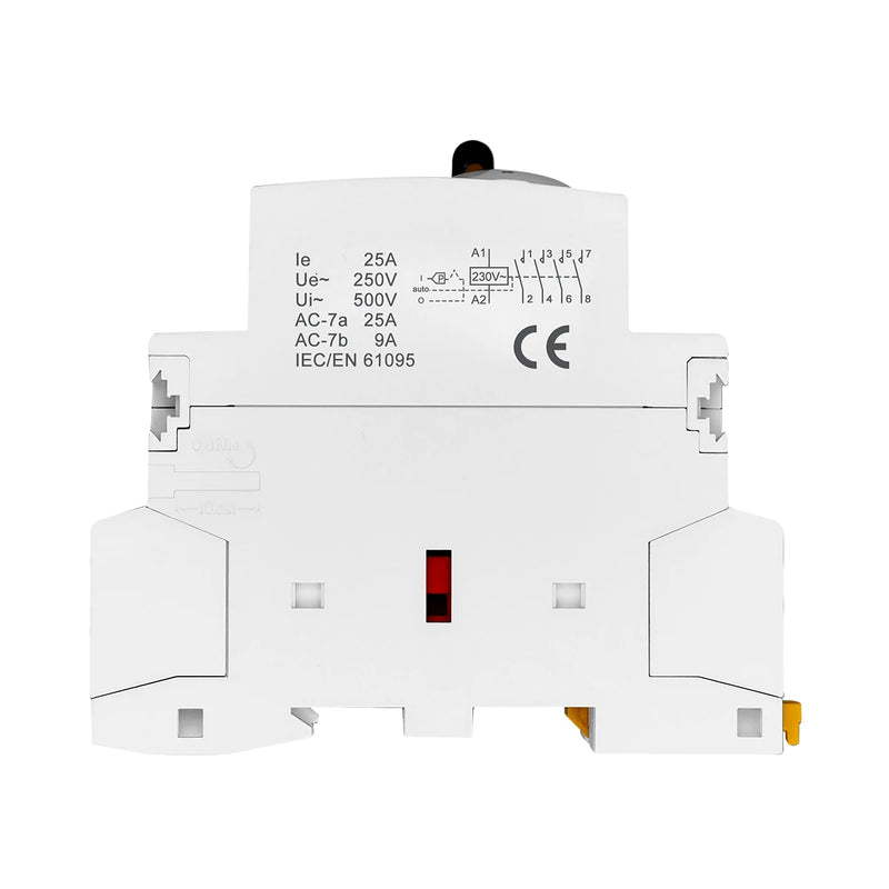 TOMZN TOCT1 4P 25A 220V/230V 50/60Hz Din Rail Household AC Modular Contactor With Manual Control Switch 4NO or 2NO 2NC or 4NC