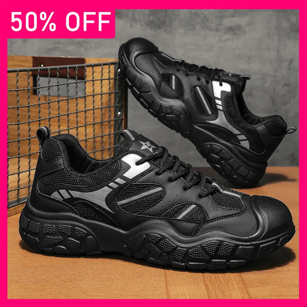 Men Sports Shoes New Breathable Mesh Lightweight Soft Sole Hiking Shoes Leisure Anti Slip Urban Commuting Walking Shoes Man