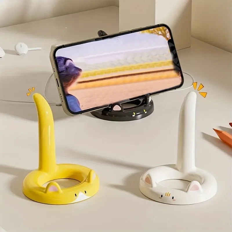 1pc Cartoon Phone Holder, Adjustable Angle,Portable Desktop Stand,Cute Design, Compatible with Most Phones.