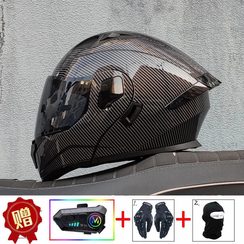 ORZ high-quality motorcycle professional racing flip helmet ABS material modular dual lens Bluetooth helmet DOT certification