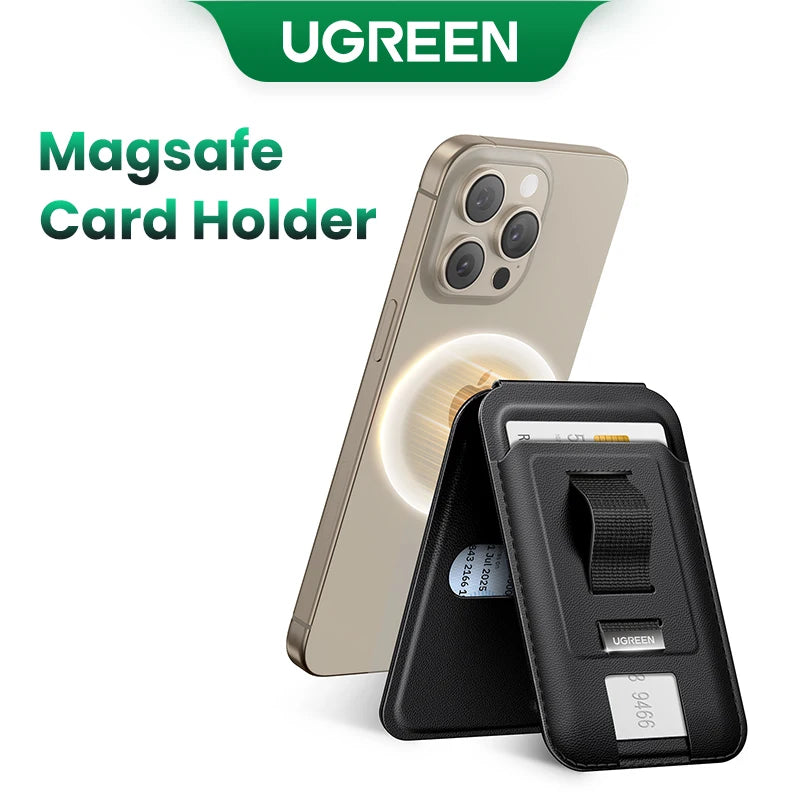 UGREEN Card Holder Bag Magnetic with Ring Holder for Magsafe iPhone 16 15 14 13 12 Magnetic Card Wallet Storage Bag Phone Holder
