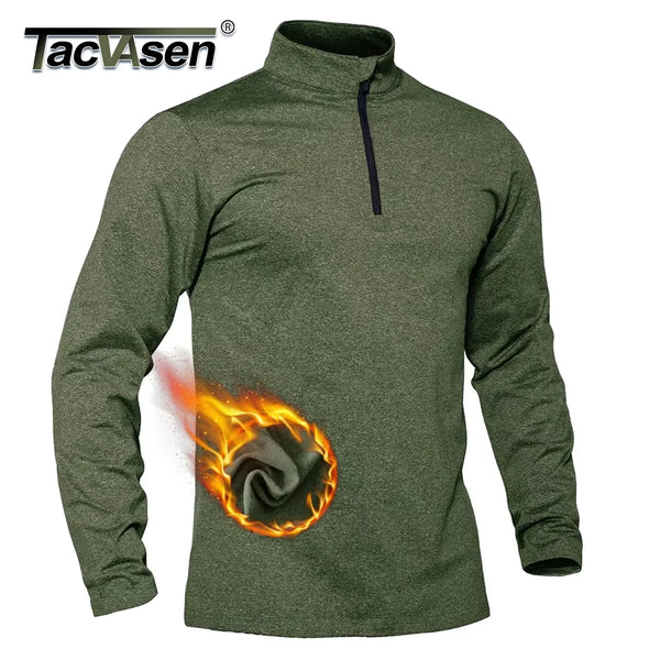 TACVASEN Spring/Fall Thermal Sports Sweater Men's 1/4 Zipper Tops Breathable Gym Running T Shirt Pullover Male Activewear