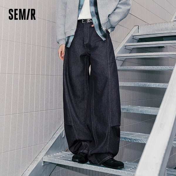ខោខូវប៊យបុរស Semir បែប Retro រលុង ជើងកោង បន្ទះ Denim ទន់ រចនាប័ទ្មធម្មតា ខោរដូវស្លឹកឈើជ្រុះ ស្លៀកប្រចាំថ្ងៃធម្មតា 2026