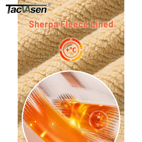 TACVASEN Turn-down Collar Winter Cotton Jackets Mens Sherpa Fleece Trucker Parka Green Work Cargo Coats Clothes Overcoats