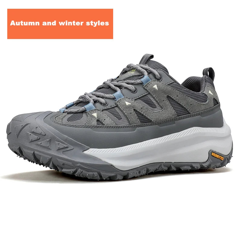 HUMTTO Breathable Trekking Shoes for Men Outdoor Men's Sports Shoes Non-slip Hiking Boots Leather Safety Walking Sneakers Man