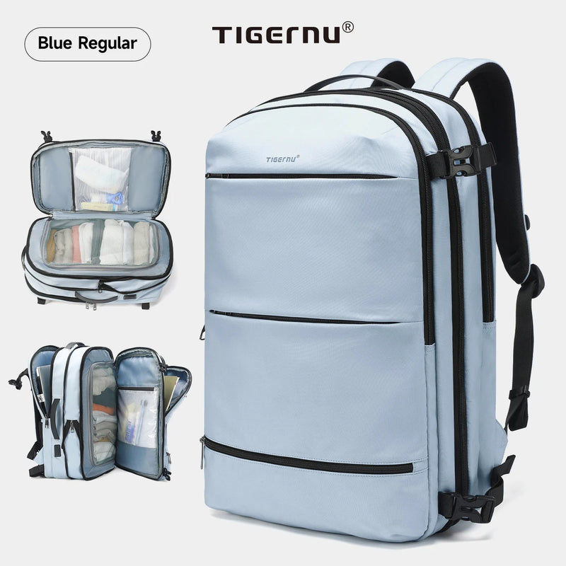 Tigernu Vacuum Compression Backpacks Men Travel Backpack Expandable USB Bag Large Capacity 17 Laptop Bags For School Cabin Bags