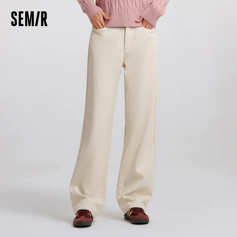 Semir Loose Fit Pants Wide Leg High Waist Women 2025 Winter Slim Look Basic Casual Trousers Comfortable Street Style Wear