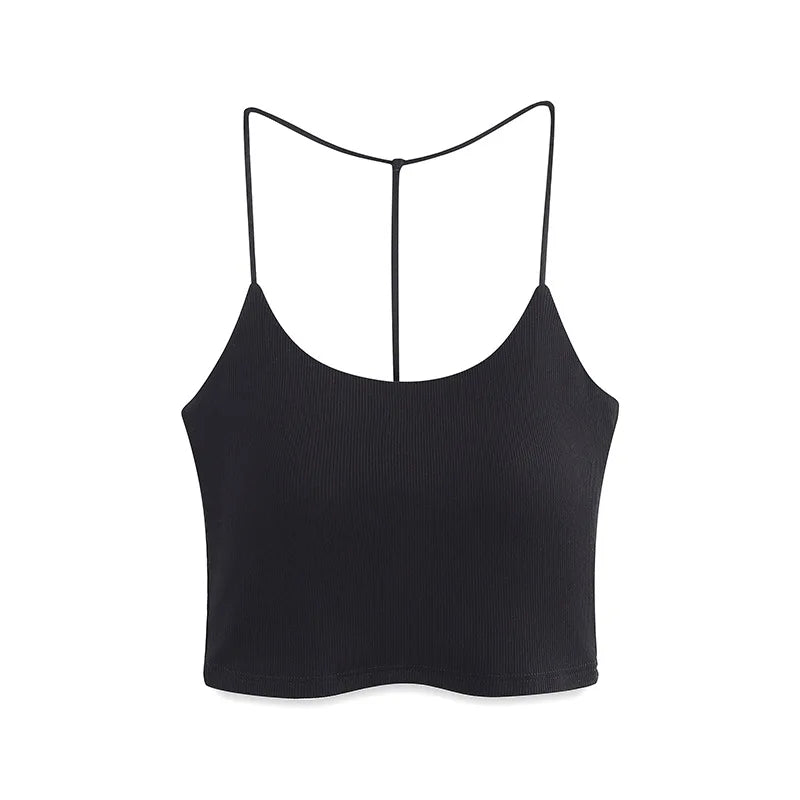 One Piece Beautiful Back Underwear Chest Pad Umbilical Sling Vest Women's Sleepwear Base Shirt Modal Female Pajamas Tops