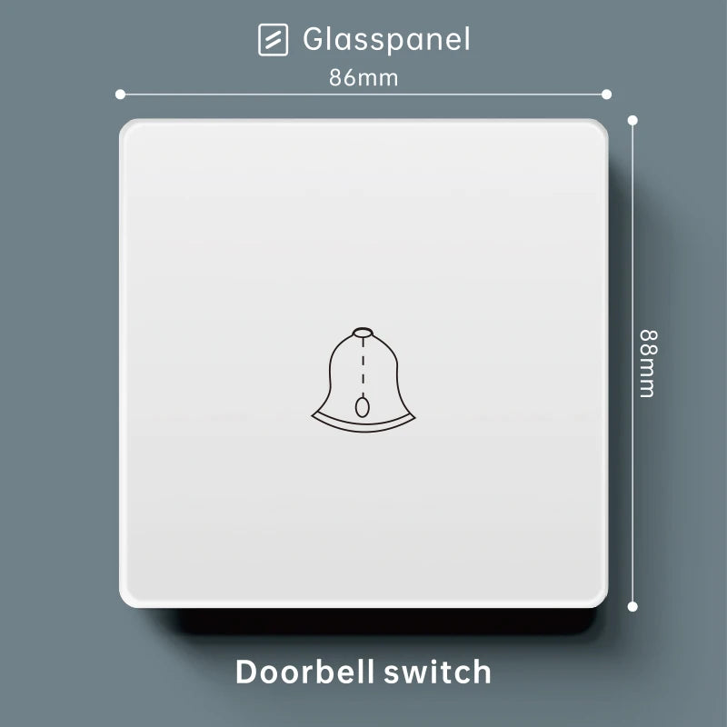 Luxury Skin Feeling Glass Wall Light Switch Button White UK Plug 13A Universal Wall 18W Type-C Fast Charging Socket