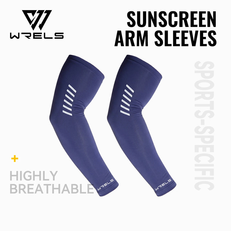 WRELS Sun Sleeves UPF 50+ Ice Silk Arm Covers Night Safety Reflective Cooling Sport Sleeves Breathable Thin Cycling UV Cover
