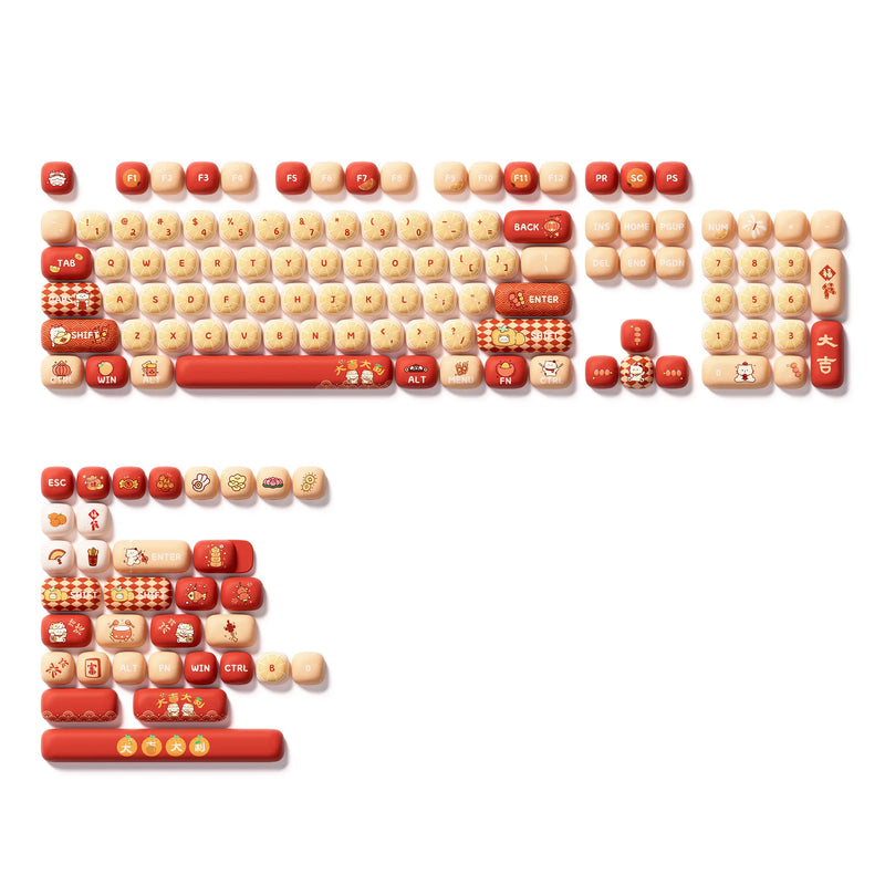 Akko Original Cute Theme MOG/MOA/MAO Profile PBT Keycap Set 5-side Dye-sub ANSI/ISO Layout Girl Keycaps Gift Round Bun Mushroom